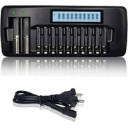 12 Slots Intelligent LCD Battery Charger for 18650 26650 21700 18350 AA AAA 3.7V//1.2V Lithium NICD NiMH Battery