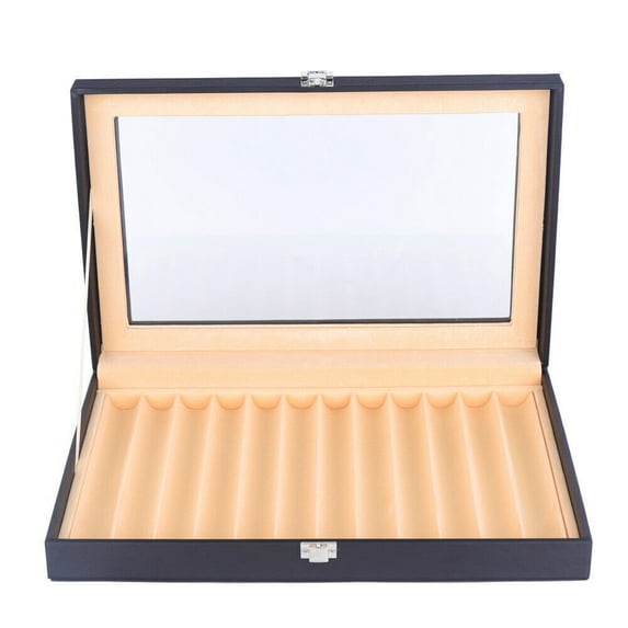 12 Slots Pen Case Black Fountain Pen Display, Wood Pen Box Storage Collector Box Organizer