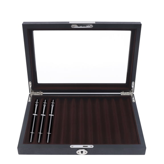 Wood Pen Storage Box Fountain Pen Display Case Organizer With Key Gift 12 Slots