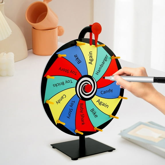 12 Slots Prize Wheel with Desktop Stand Reusable Spin Wheel Detachable Spin the Wheel Multipurpose Fortune Spin for Engaging Home Parties Trade Show Carnival Events