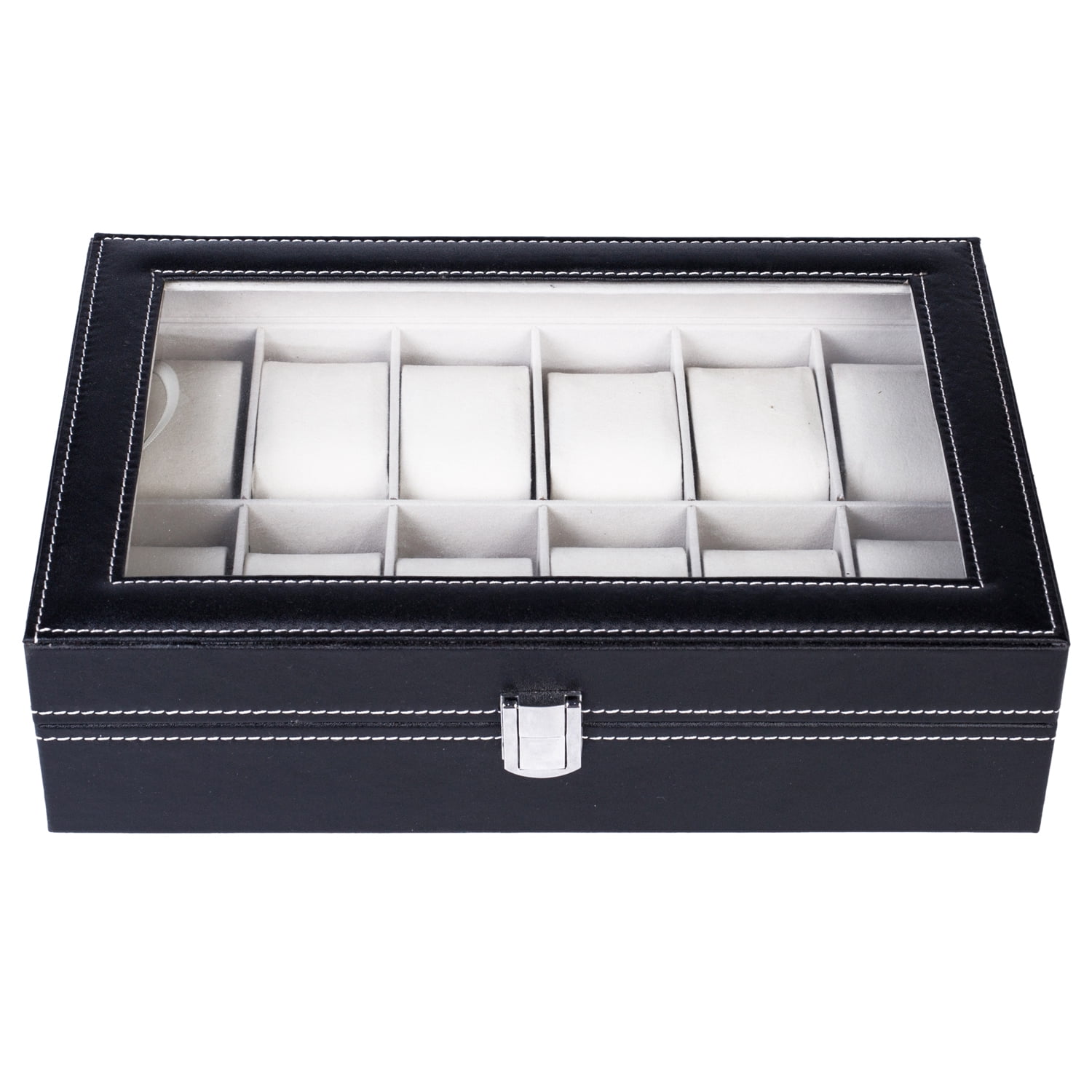 12 Slots Watch Box, High-grade Leather Watch Collection Storage Box, Black 12 Slots Watch Box, High-grade Leather Watch Collection Storage Box, Black