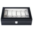 thumbnail image 1 of 12 Slots Watch Box, High-grade Leather Watch Collection Storage Box, Black, 1 of 7