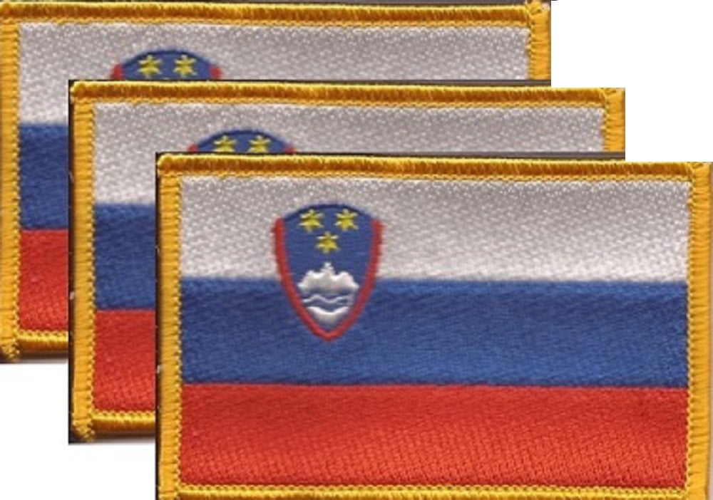 12 Slovenia Flag Patches, Embroidered Iron On or Sew On, Measures 3.50" x 2.25"