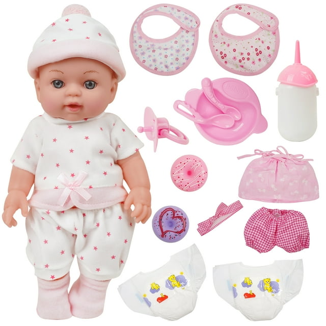 12'' Small Baby Dolls Play Set with Feeding Doll Accessories for Kids