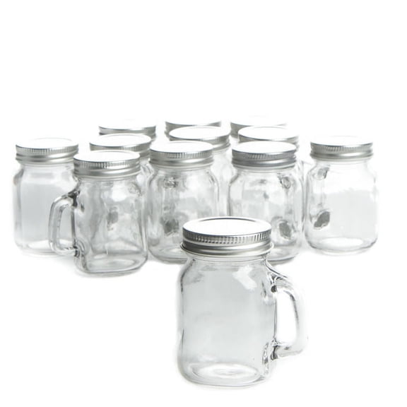 Factory Direct Craft 4.0 oz. Small Glass Mason Drinking Jars with Lid Set of 12