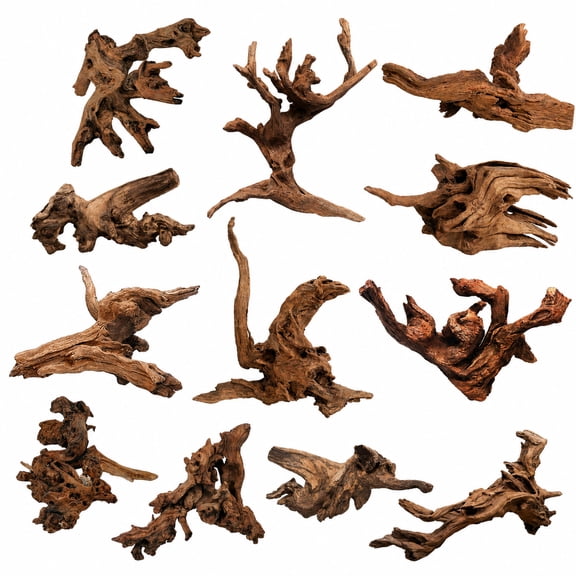 12 Small Driftwood Branches Aquarium Fish Tank Reptile Habitat Decoration Natural Mopani Wood