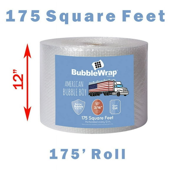 12" Small Plus (3/16) American Bubble Boy Bubble Wrap - 175 Square feet
