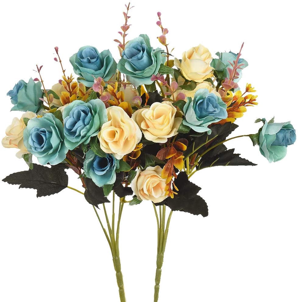 12 Small Roses,Artificial Roses Plastic Silk Flower Suitable for Plant ...