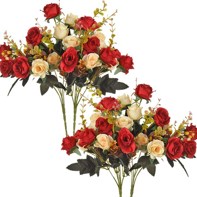 Ground Cloth 12 Head Gold Wire Angle Rose Home Decoration Ornaments Flower  Hotel Table Placement Simulation Rose Bouquet Artificial Bush (PK1, One  Size) : : Home