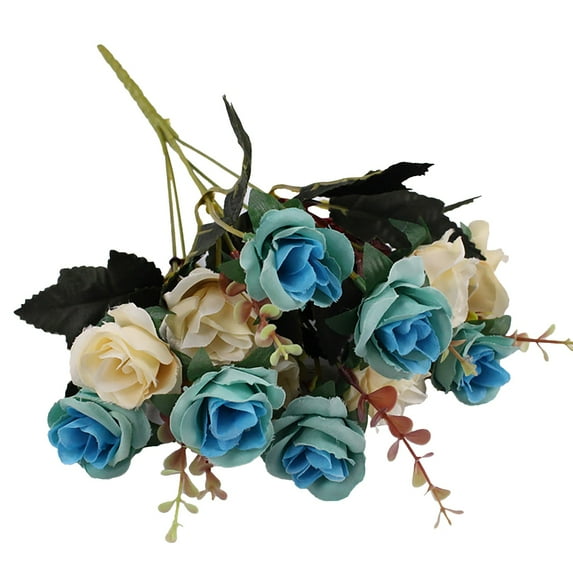 Artificial Flowers - Household Imitation - Artificial Flowers Artificial Roses.12 Little Rose Silk Flowers. Plastic Flowers Plants Tables Decorations - 1X Artificial Flower