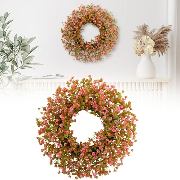 12" Small Wreath, Wreath for Front Door, Autumn Floral Door Wreath, Fall Orange Forsythia Wreath, Valentine's Day Decor