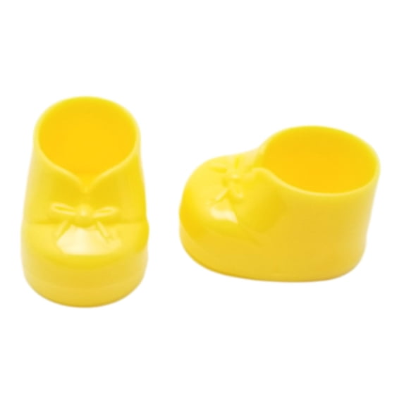 12 Small Yellow Plastic Baby Booties Shoes Candy Holders Decoration Favors 1.85"