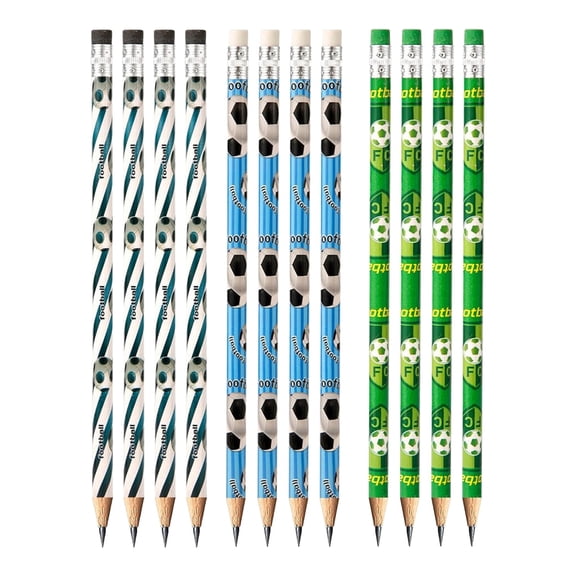 12 Soccer Themed Writing Pencils, Ink Resistant Thick Wood Pulp Craft Paper