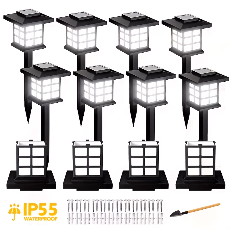12 Solar Outdoor Lights,IP55  700mA Solar Footpath Lights, 10 Hours Long-lasting LED Landscape Lighting Outdoor Solar Path Lights, Solar Garden Lights, Outdoor Solar Path Lights, Suitable for Gardens