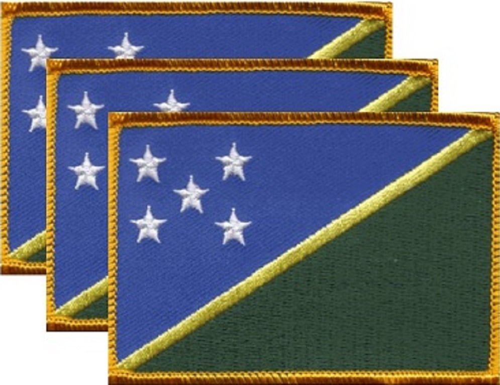 12 Solomon Island Flag Patches, Embroidered Iron On or Sew On, Measures 3.50" x 2.25"