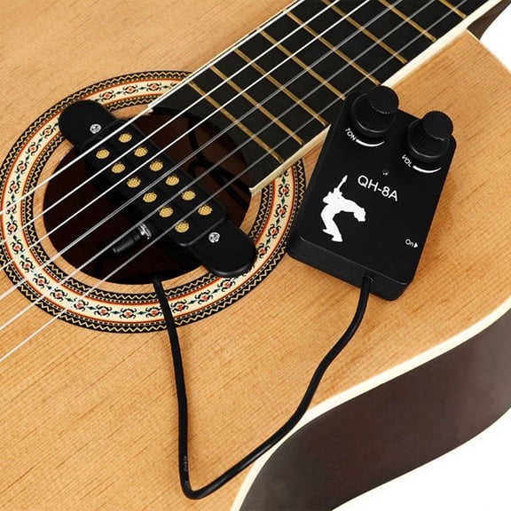 12 Sound Hole Guitar Pickup Acoustic Classical Transducer with Connecting Cable Amplifier