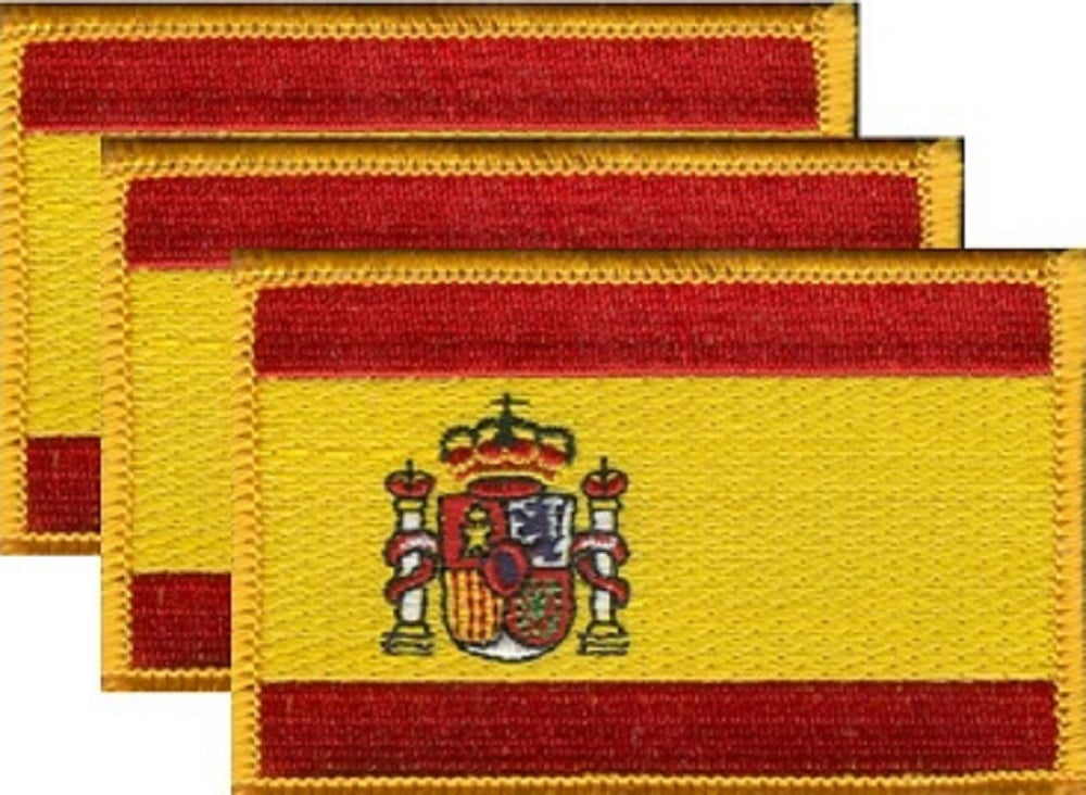 12 Spain Flag Patches, Embroidered Iron On or Sew On, Measures 3.50" x 2.25"