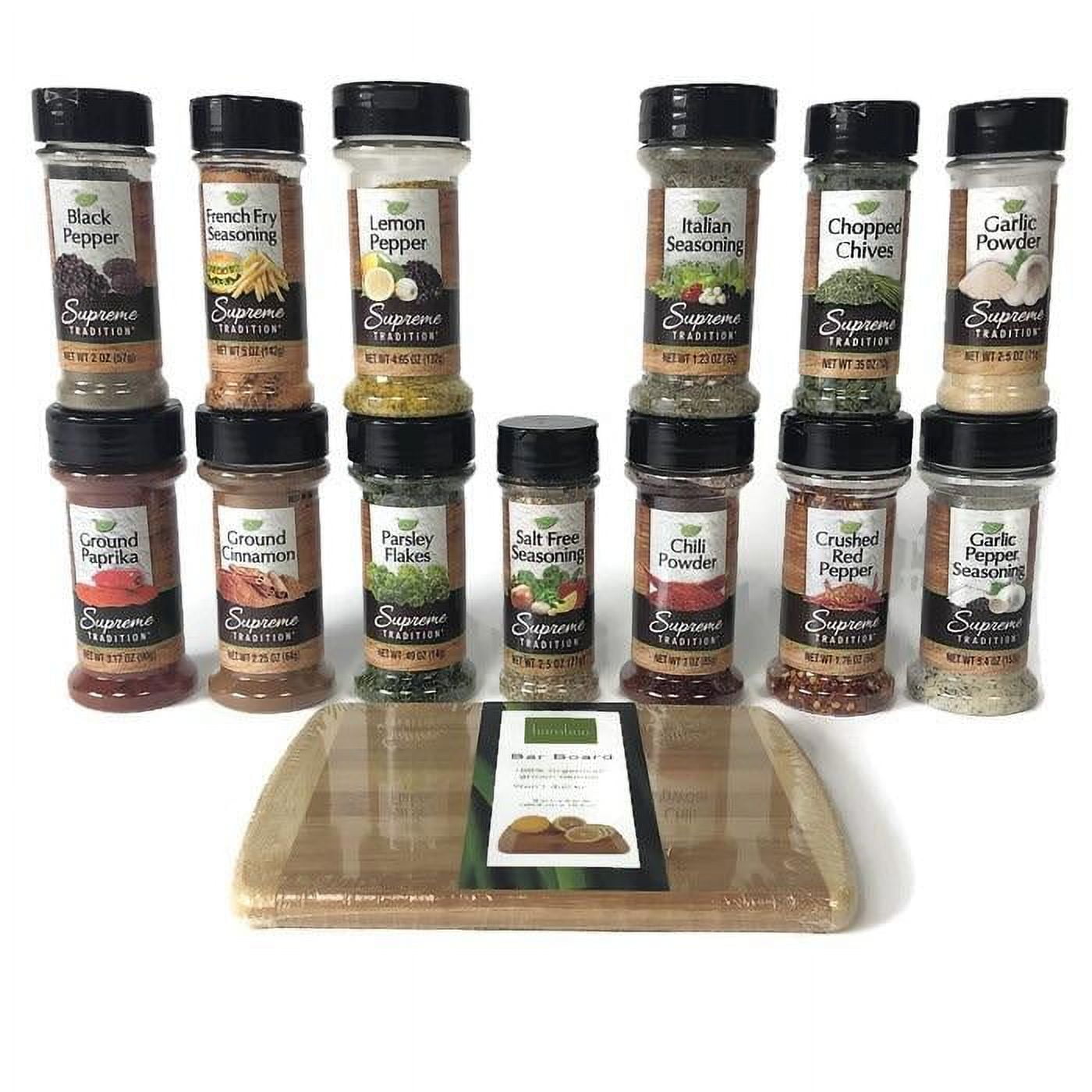 12 Spices + Cutting Board Set! Full Supreme Spice Cooking Essentials