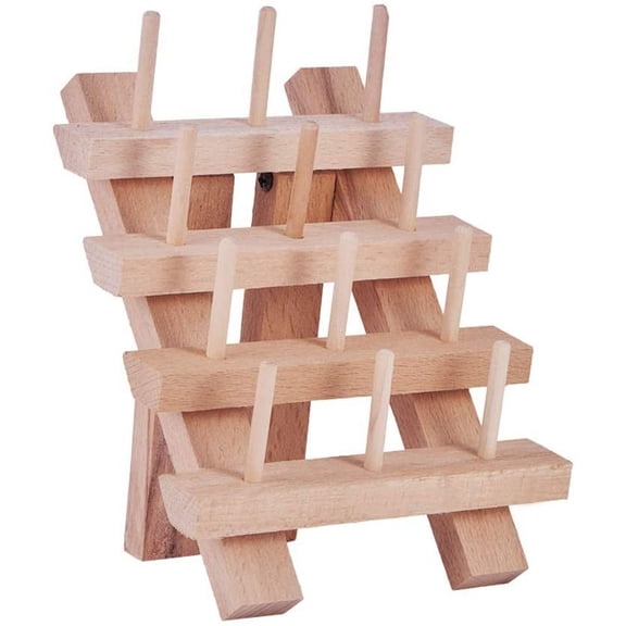12 Spools Solid Wood Sewing Embroidery Thread Stand Holder Rack BurlyWood 12.5x16cm for diy
