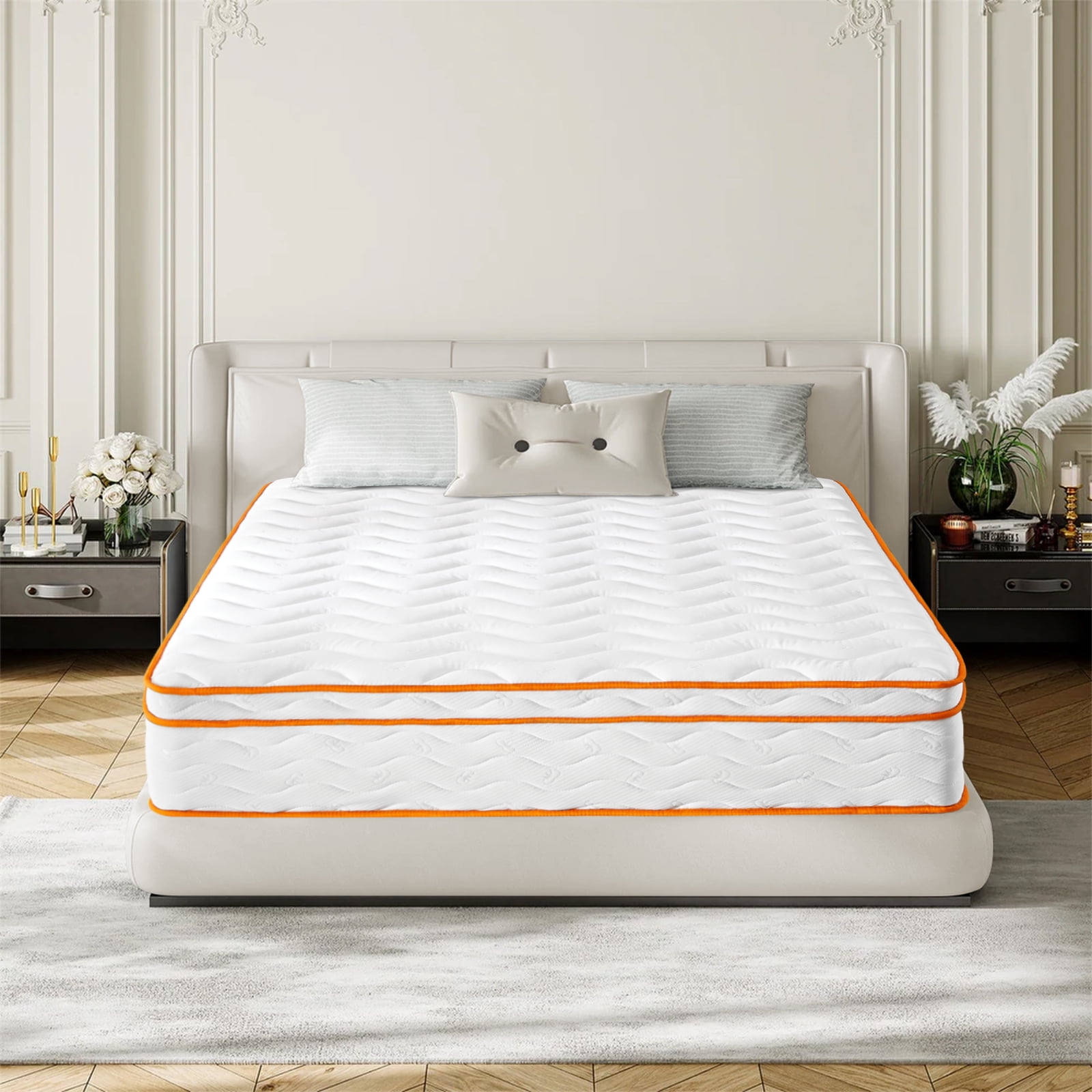 12" Spring Full Mattress Medium Firm, Hybrid Mattress with Removable Cover, Pressure Relief Foam Mattress, CertiPUR-US Certified, White