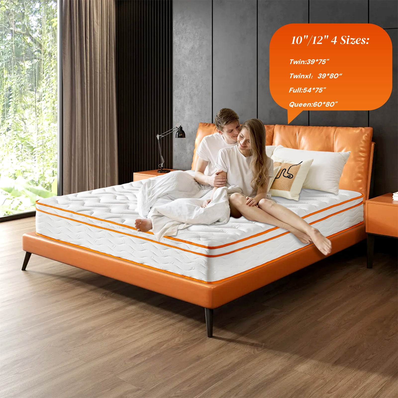 12" Spring King Mattress Medium Firm, Hybrid Mattress with Removable Cover, Pressure Relief Foam Mattress, CertiPUR-US Certified, White
