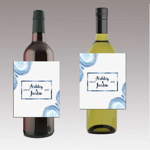 12 Square Frame Water colors Theme Wine / Beer Bottle labels Easy to Use Self Stick Labels