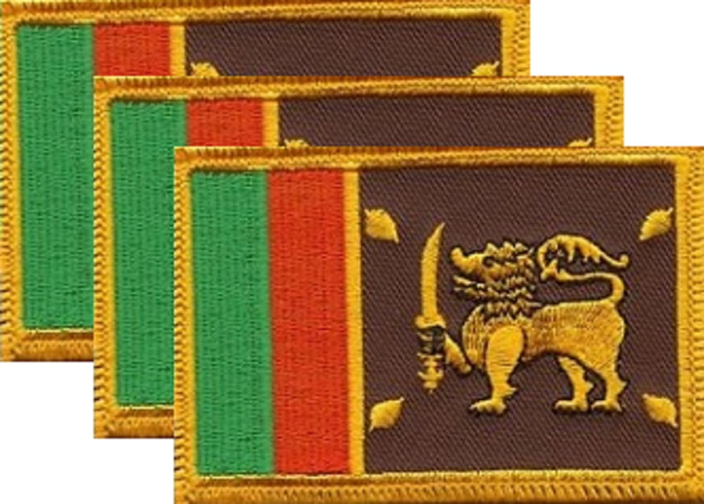 12 Sri Lanka Flag Patches, Embroidered Iron On or Sew On, Measures 3.50" x 2.25"