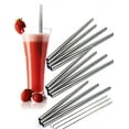 thumbnail image 1 of 12 Stainless Steel Wide Drink Straws - CocoStraw Large Straight Frozen Smoothie Straw - 12 Pack + 3 Cleaning Brushes, 1 of 6