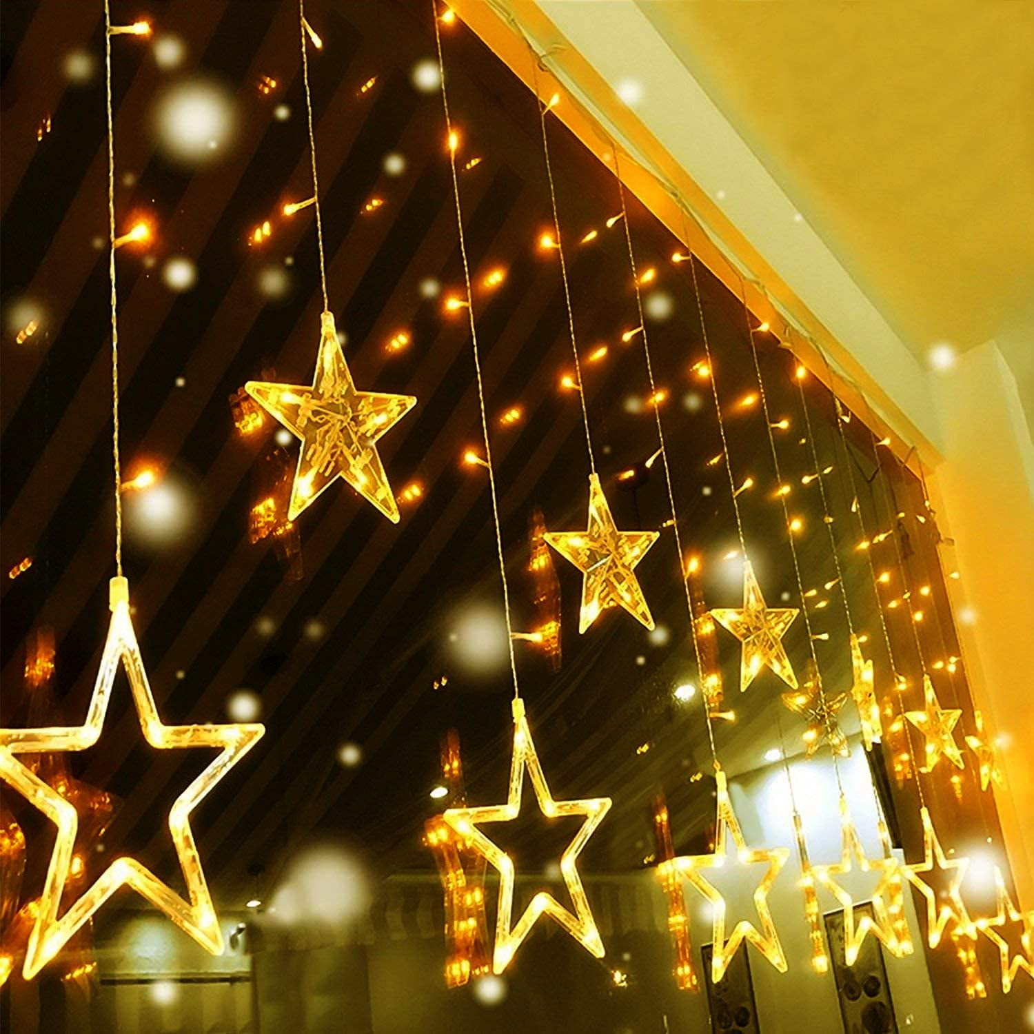 12 Stars Curtain Christmas Lights - 138 LED Connectable Christmas ...