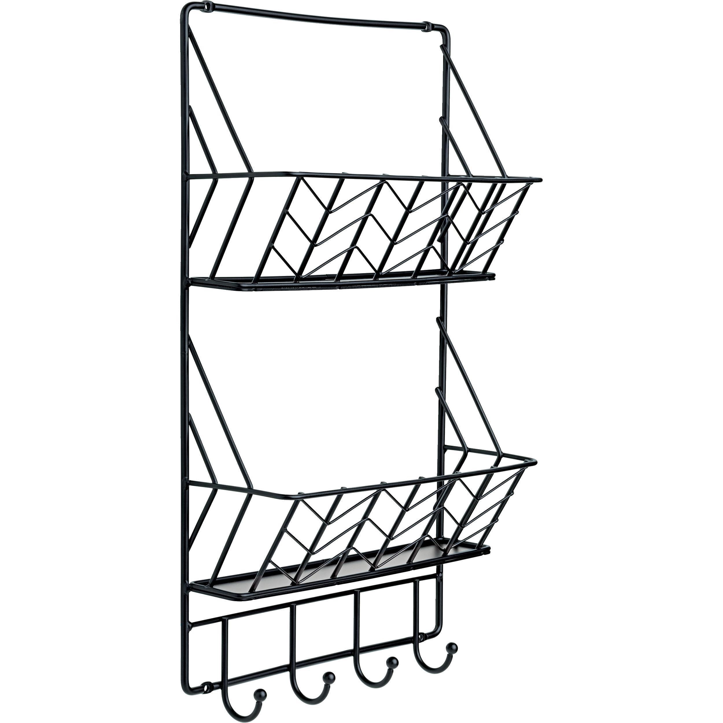 12" Steel Double Mail Basket with Hooks