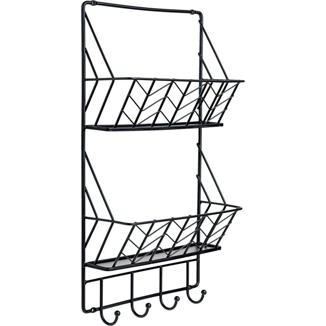 12" Steel Double Mail Basket with Hooks