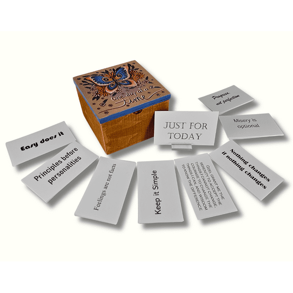 12-Step Recovery Slogans Decorative Box for AA Alcoholics Anonymous NA Narcotics Anonymous Al-Anon Al Anon Alanon gift (Butterfly)