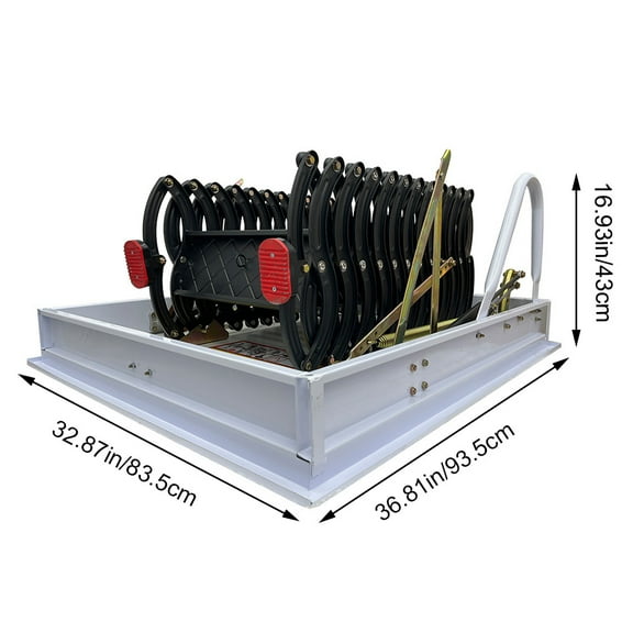 12-Step Telescopic Folding Ladder Hidden All-Black Carbon Steel Material Two Boxes 80*90CM 3M