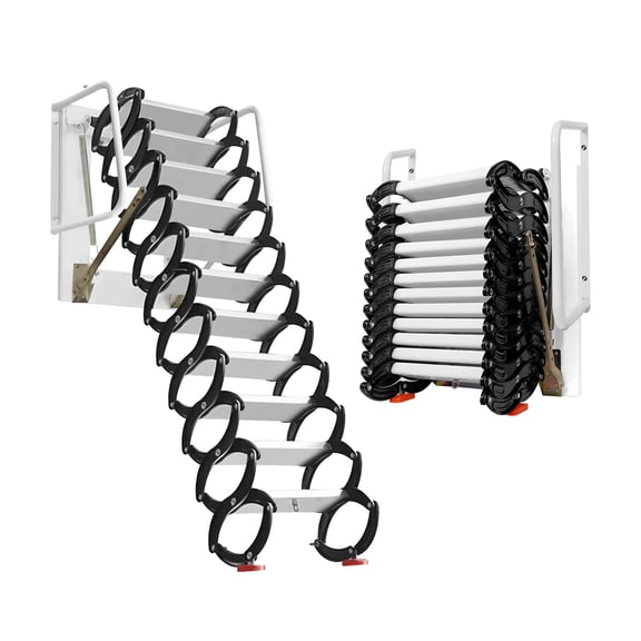 12 Steps Attic Ladder Titanium-Magnesium Alloy 118 in Height 1102 lbs Capacity Fits Attics Garages and Roofs