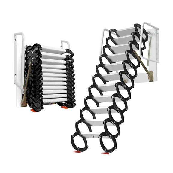 12 Steps Attic Stairs Alloy Attic Ladder, Pull down Attic Stairs, 9.8 Feet Height for Attics, Basements, Warehouse
