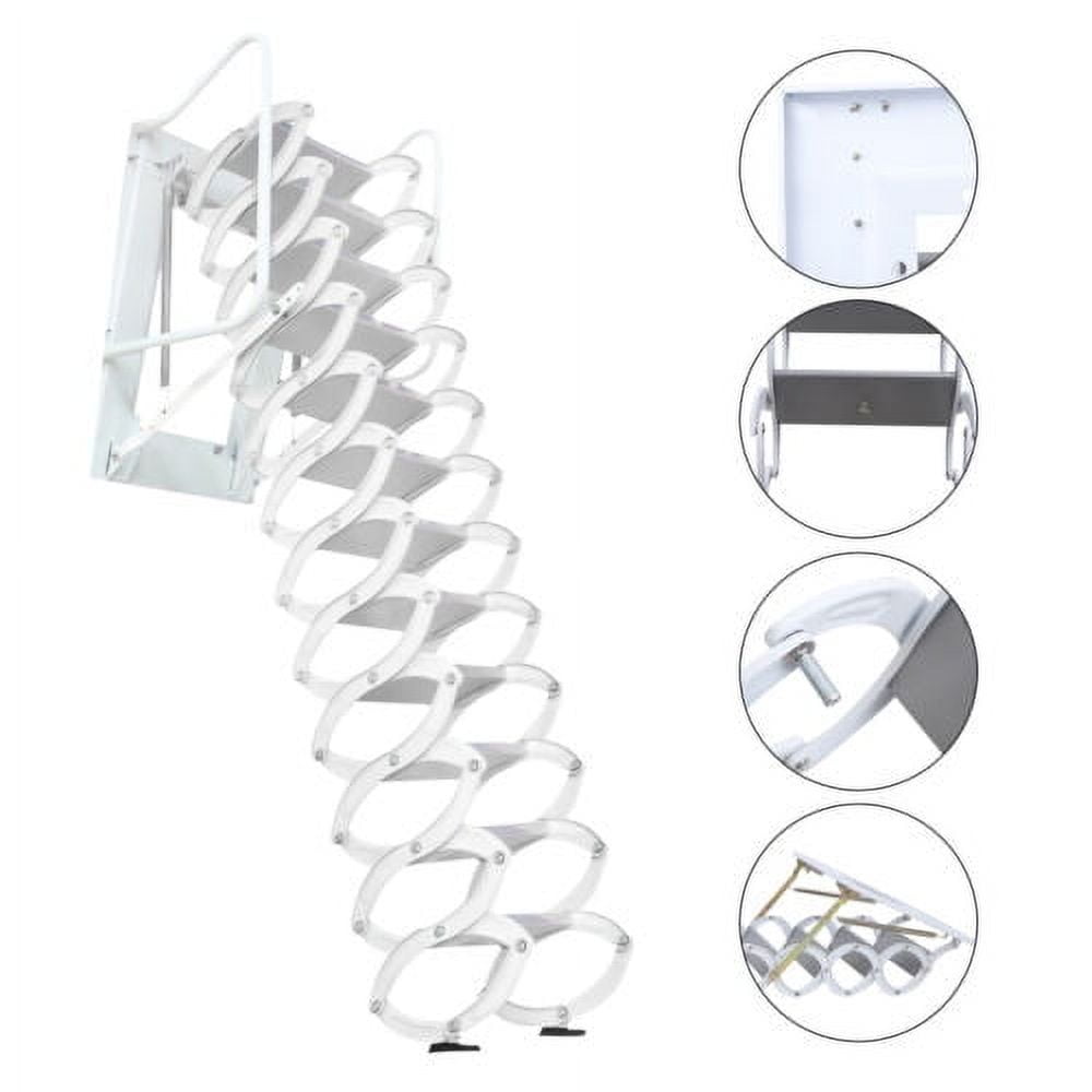 12 Steps Folding Ladder Wall Mounted Loft Stairs Pull Down 12 Step