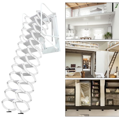12 Steps S-shaped Steel Skeleton Design Wall Mounted Folding Ladder High-quality Wall-mounted Folding Ladder