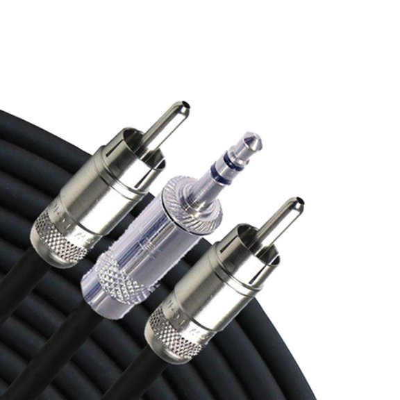 12' Stereo Mini (3.5mm)-Dual RCA Male Cable