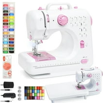 12 Stitches Sewing Machine, Mini Portable Sewing Machine, 108-Pieces Electric Sewing Machines, 2 Speeds Double Thread with Foot Pedal, Extension Table for Household, Travel