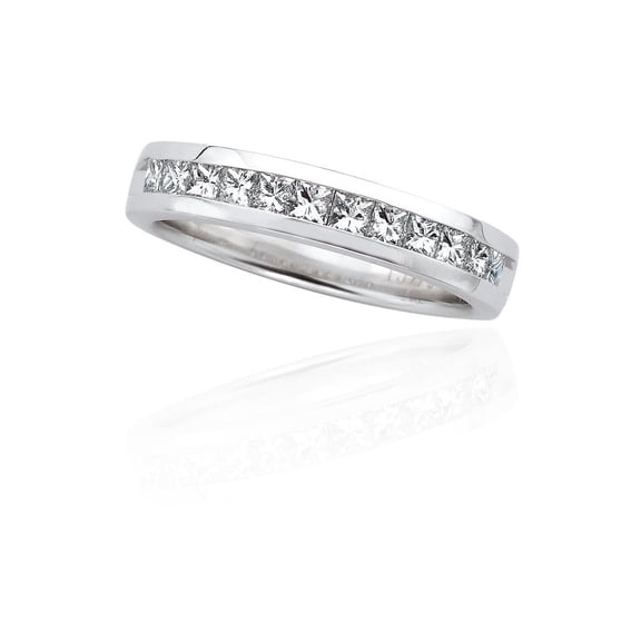 12-Stone Princess Cut Diamond Precision Set Band in 14K White Gold (3/4 cttw)