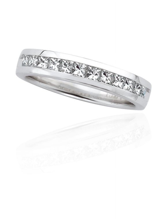 12-Stone Princess Cut Diamond Precision Set Band in 14K White Gold (3/4 cttw)