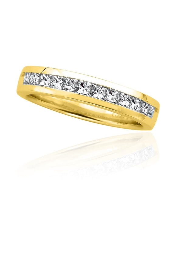 12-Stone Princess Cut Diamond Precision Set Band in 14K Yellow Gold (3/4 cttw)