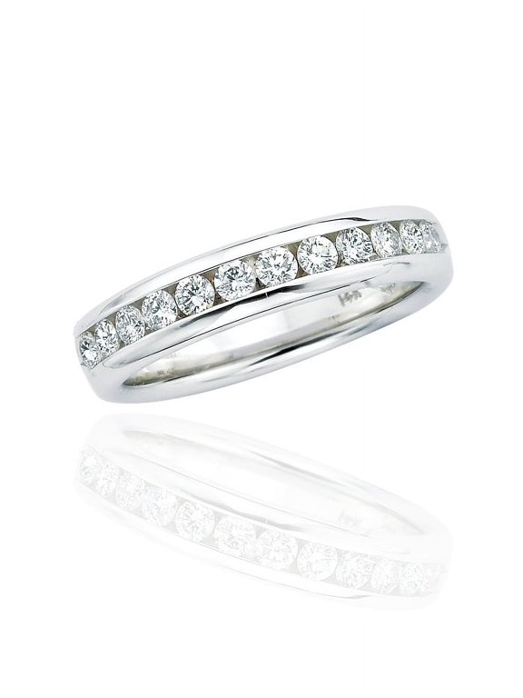 12-Stone Round Brilliant Cut Diamond Precision Set Band in 14K White Gold (1/2 cttw)