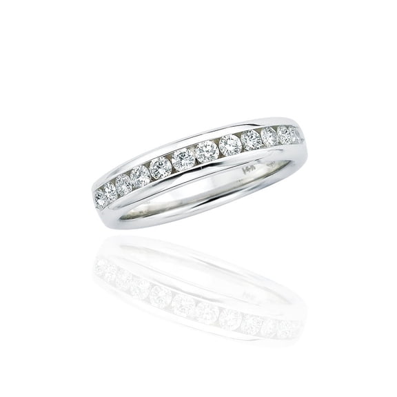 12-Stone Round Brilliant Cut Diamond Precision Set Band in 14K White Gold (1/4 cttw)