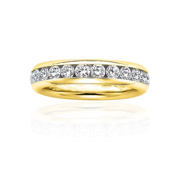 12-Stone Round Brilliant Cut Diamond Precision Set Band in 14K Yellow Gold (1 cttw)