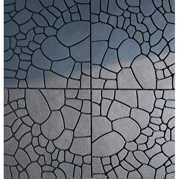 12" Stone Texture Dark Gray Interlocking Patio Deck Tiles 44pcs PP Material DIY Floor Tiles for Porch Poolside Balcony Backyard Indoor & Outdoor Use