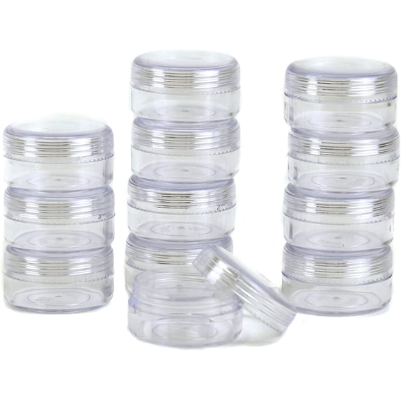 12 Storage Round Clear Container with Screw Lids for Small Items Organizer 1.5 inches