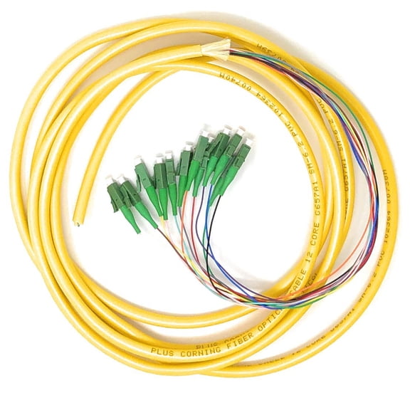12 Strand Singlemode LC-APC Fiber Pigtail, 1 Meter