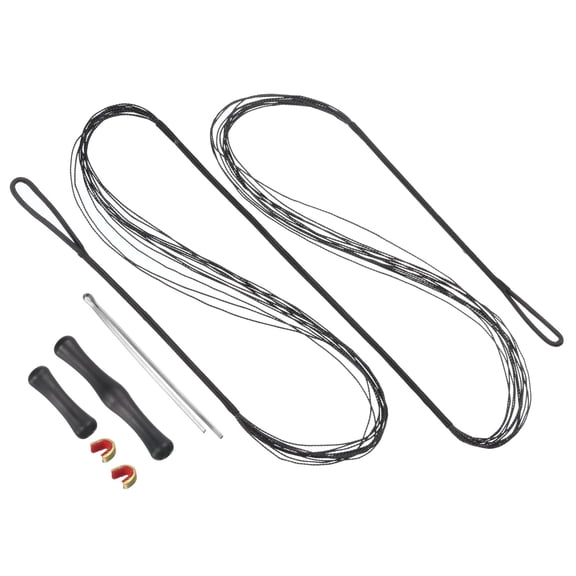 12 Strands Bow String Replacement with 2 Nock Points Bowstring Finger Guards for AMO 54", Black
