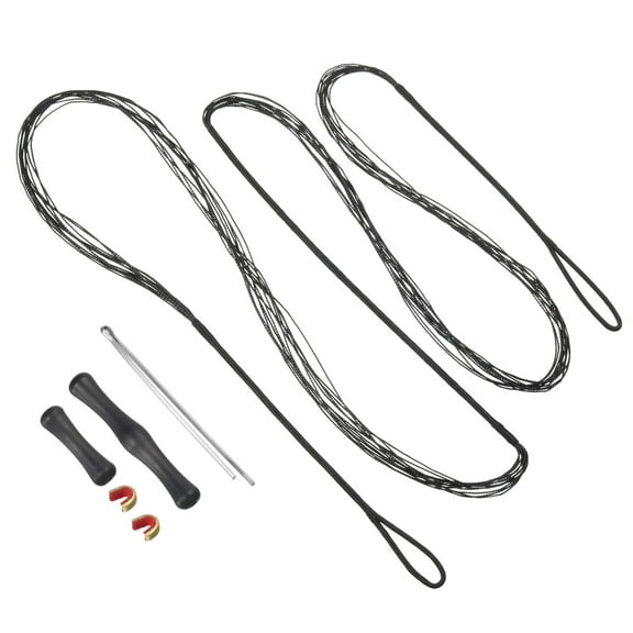 12 Strands Bow String Replacement with 2 Nock Points Bowstring Finger Guards for AMO 58", Black